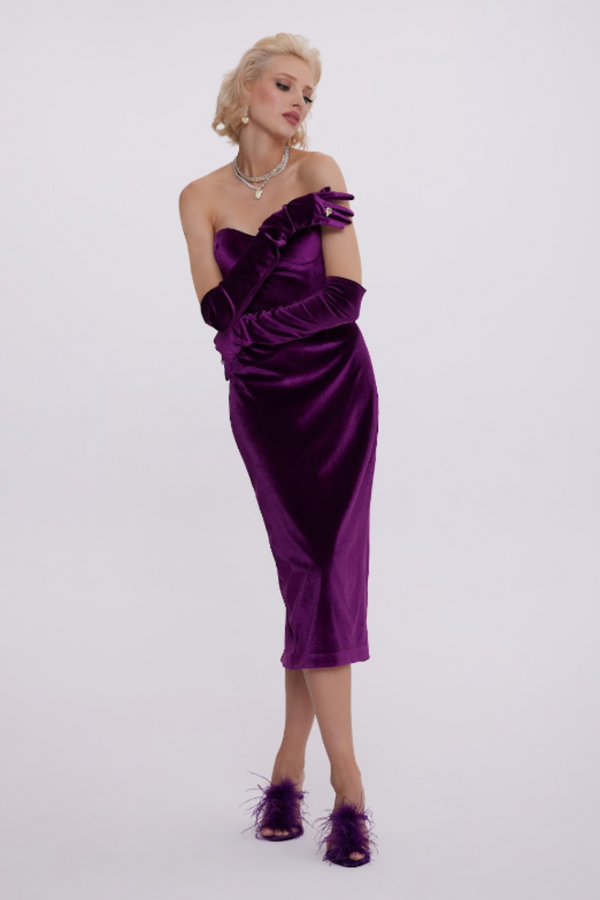 Carmen Dress Velvet Purple