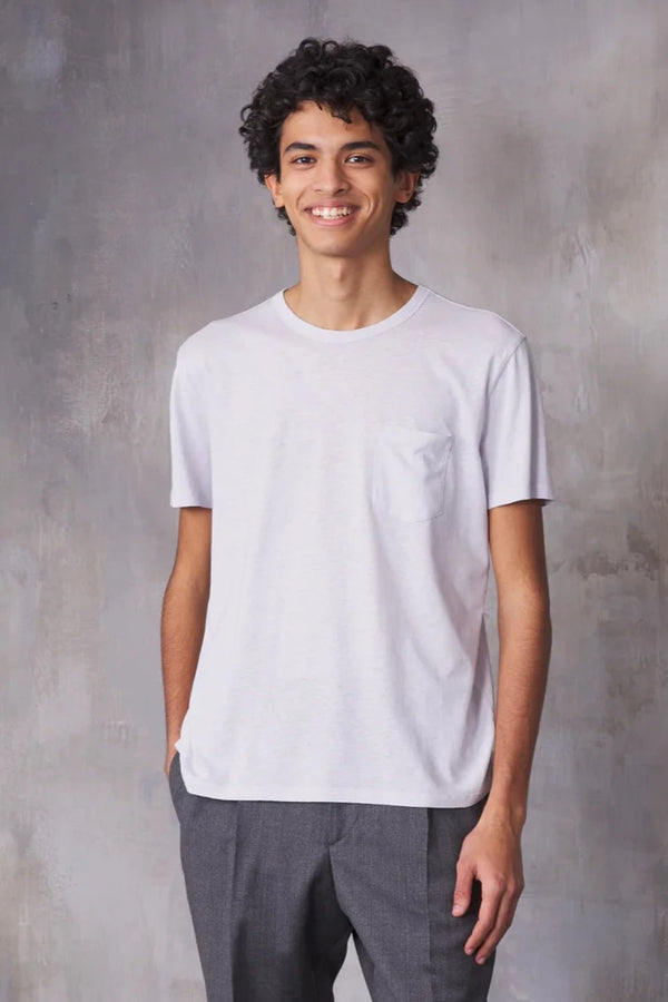 SS Tee PKT CO Linen Tencel Slub Cloudy Blue