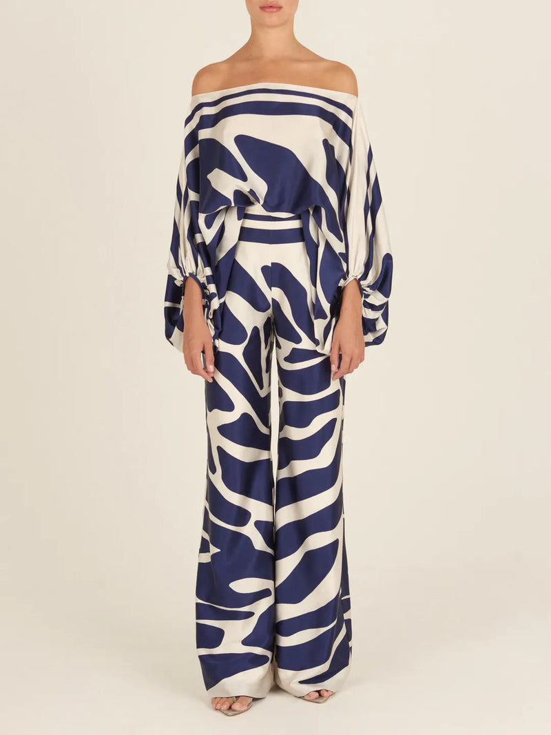 Como Pant Navy-White Mosaic