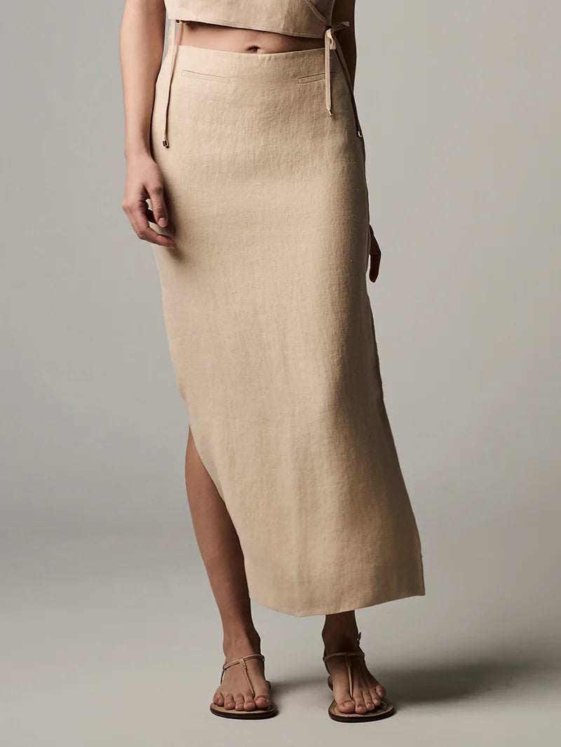 Crawford Midi Skirt Wheat