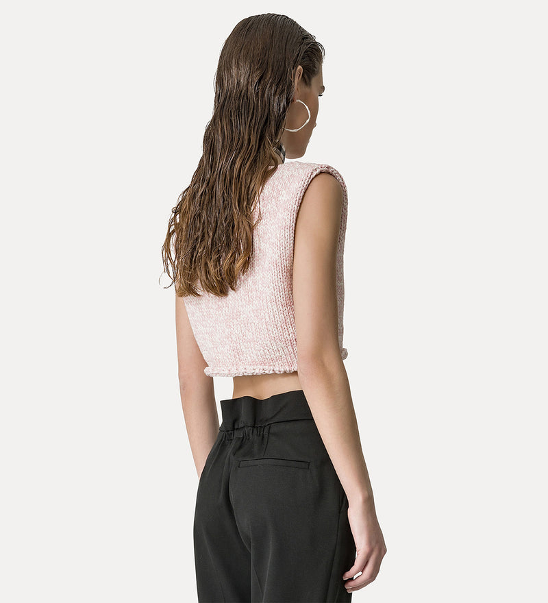 Cropped Vest Oyster