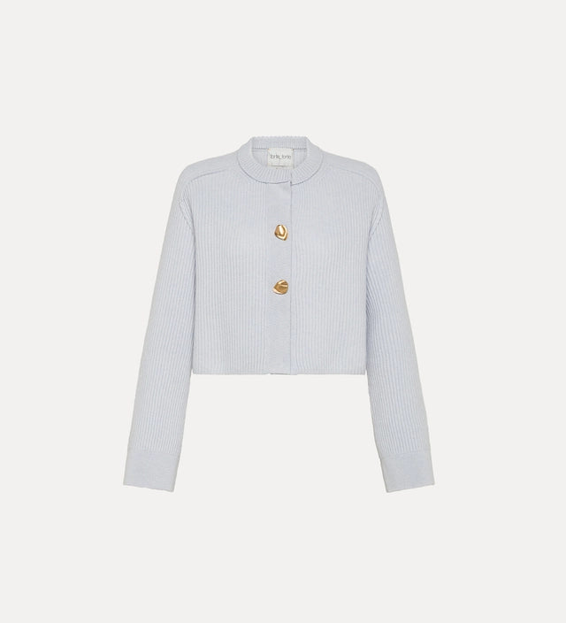 Cashmere Wool Rib Knit Cropped Cardigan