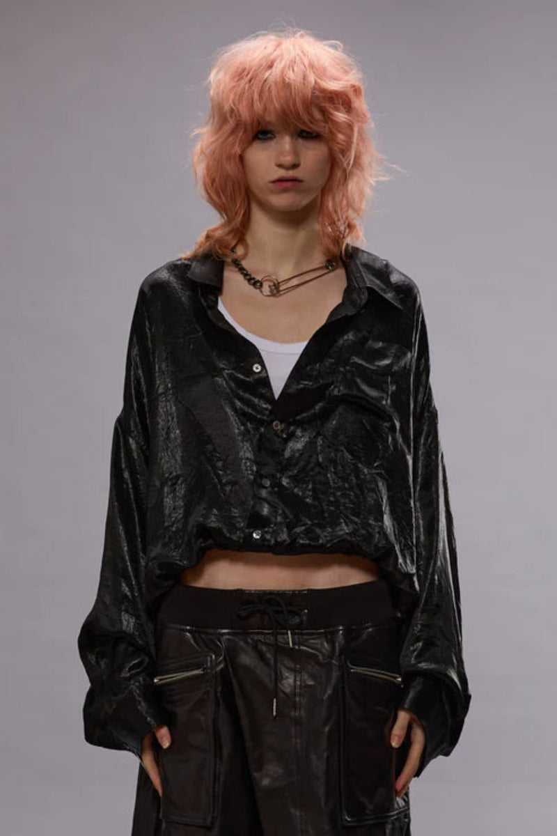 Crossover Bubble Shirt Washed Black