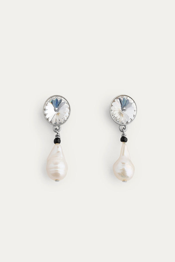 Crystals and Baroque Pearl Pendant Earrings