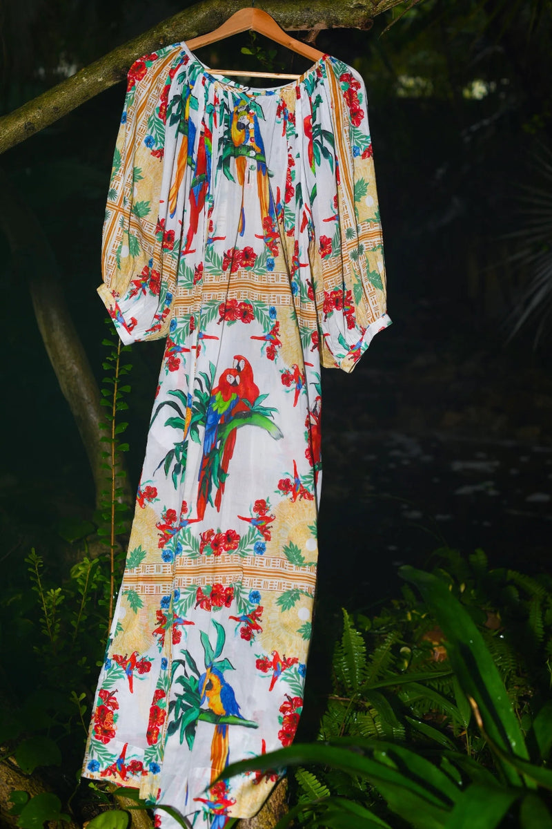 Shirred Half Placket Maxi