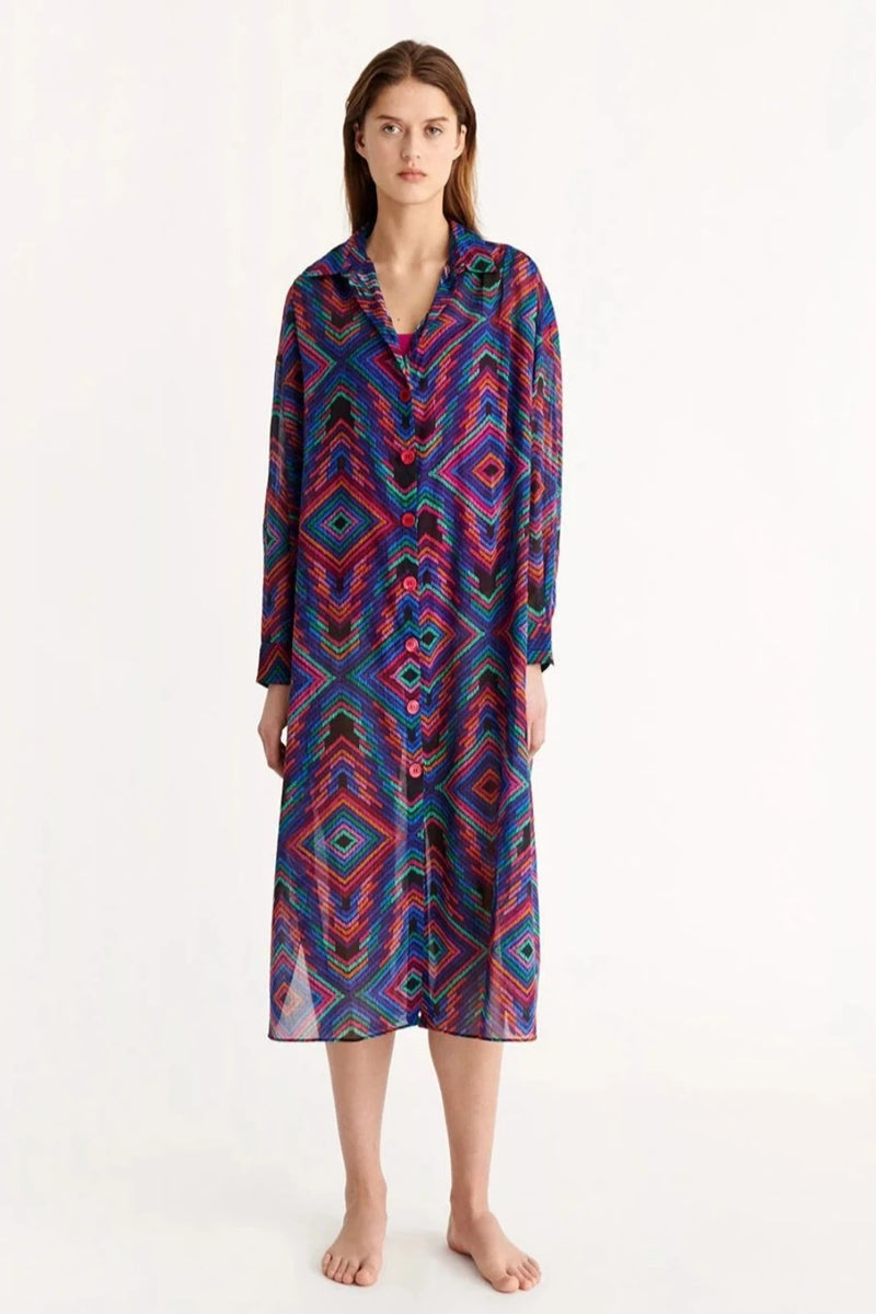 DJ Long Dress Rainbow Print