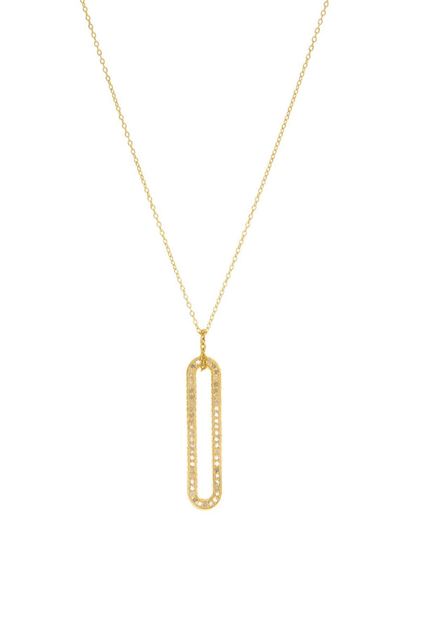Gold Plated Necklace with Diamond Open Bar