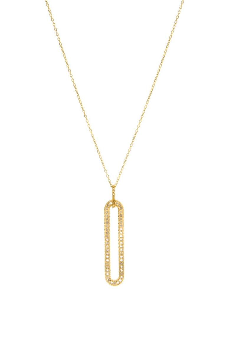 Gold Plated Necklace with Diamond Open Bar