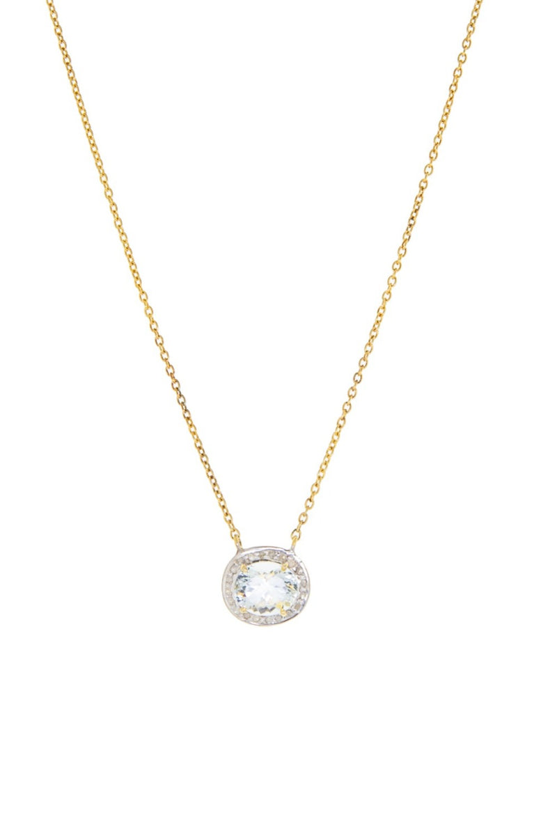 Gold Plated Necklace with Halo Diamond Charm