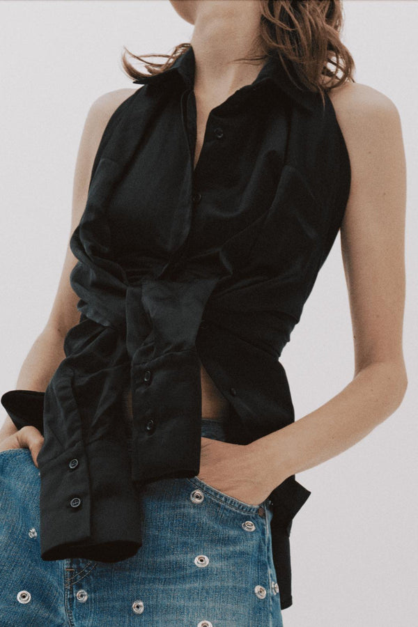 Deconstructed Shirt Halter Neck
