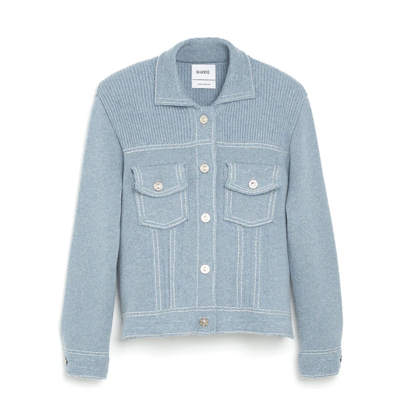 Denim Fitted Cashmere and Cotton Jacket