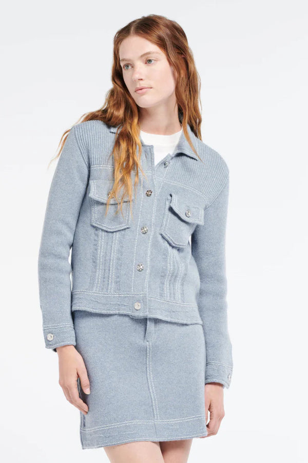 Denim Fitted Cashmere and Cotton Jacket