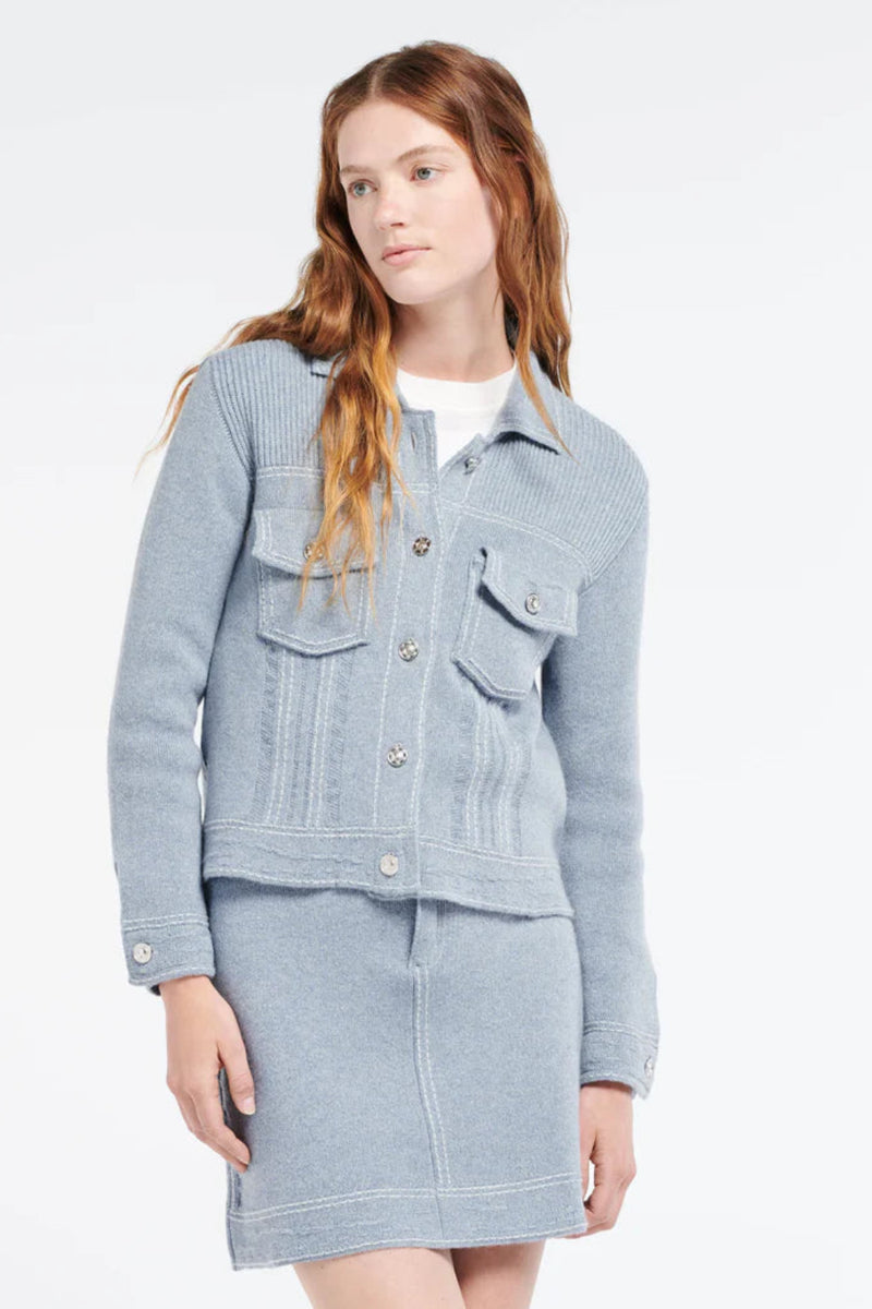 Denim Fitted Cashmere and Cotton Jacket