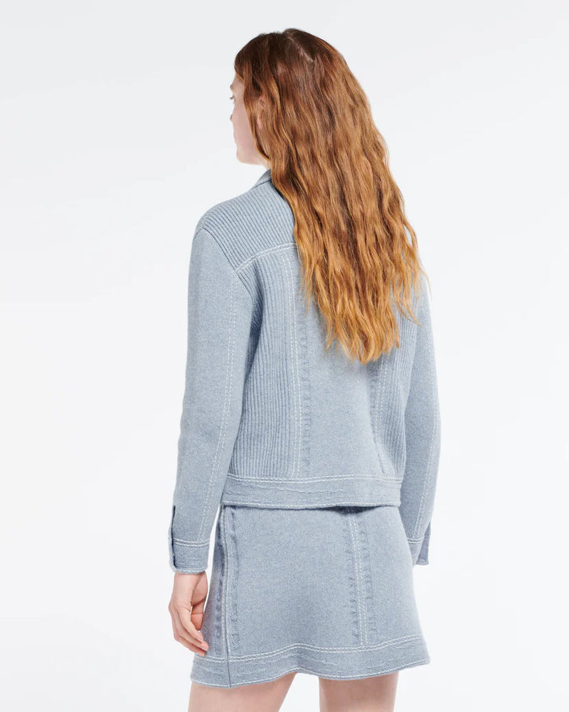 Denim Fitted Cashmere and Cotton Jacket