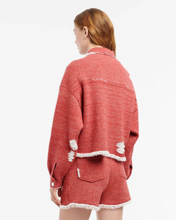 Denim Fringed Cashmere and Cotton Jacket