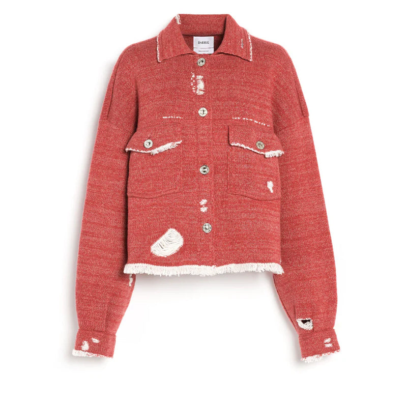 Denim Fringed Cashmere and Cotton Jacket