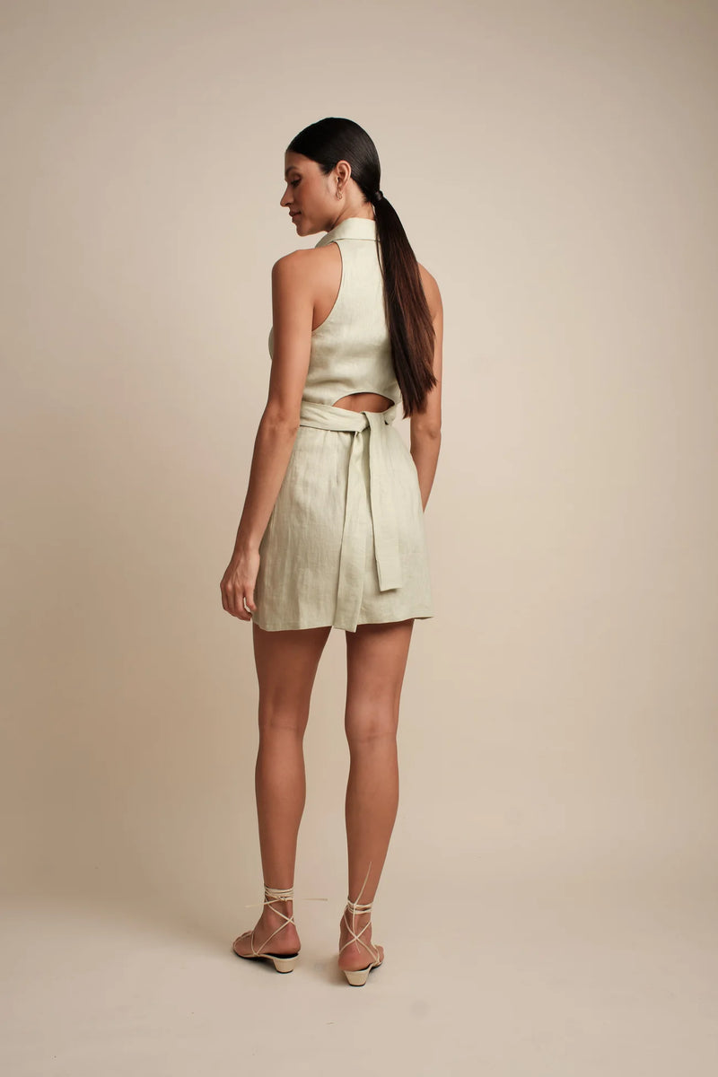 Domino Mini Dress Celadon
