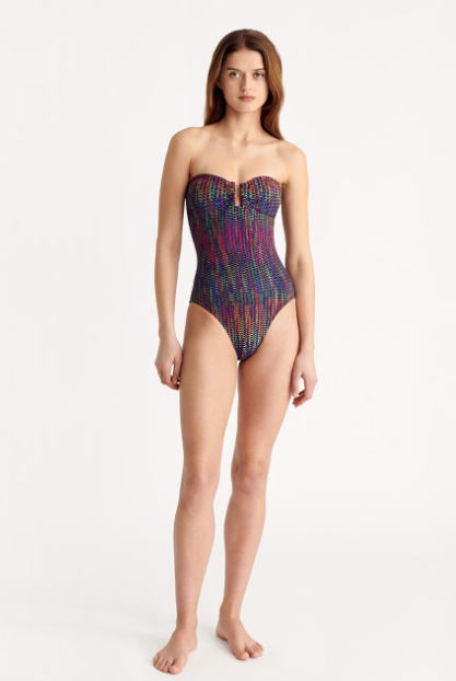 Halo Bustier One-Piece Chameleon Print