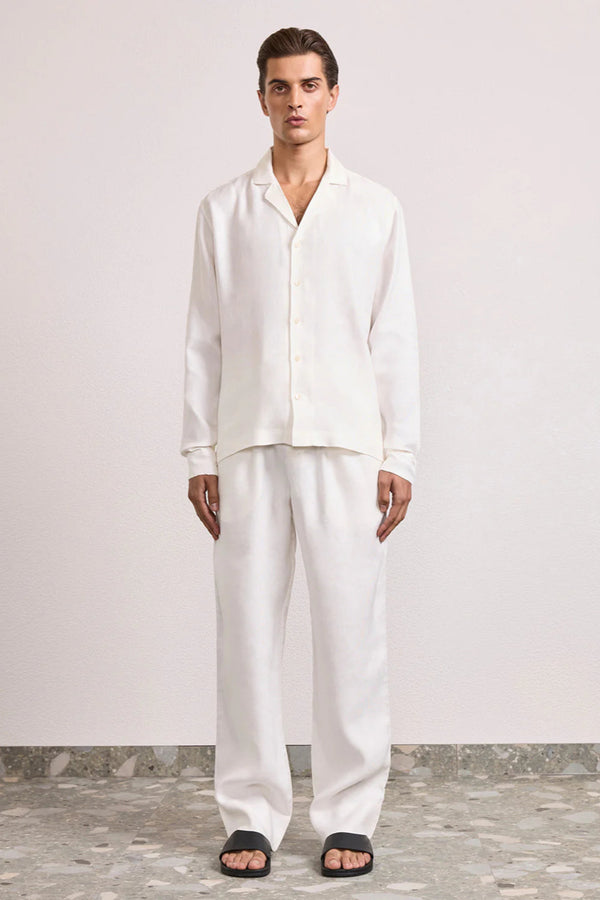 Safra Linen-Viscose Lounge Shirt LS