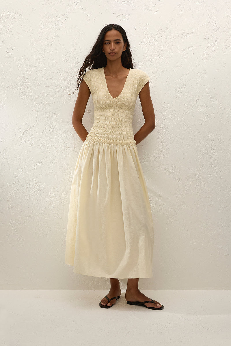 carmen maxi dress MILK US6/AU10/M / MILK tie back detail Color:Midnight, Ivory Trim cat_new_in_dresses Abercrombie Pink Ruffle Dress