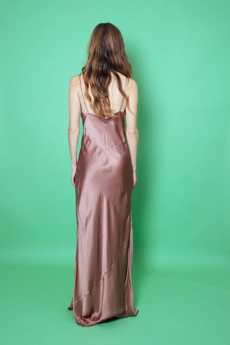 Lotus Satin Bias Slip Dress Lilac