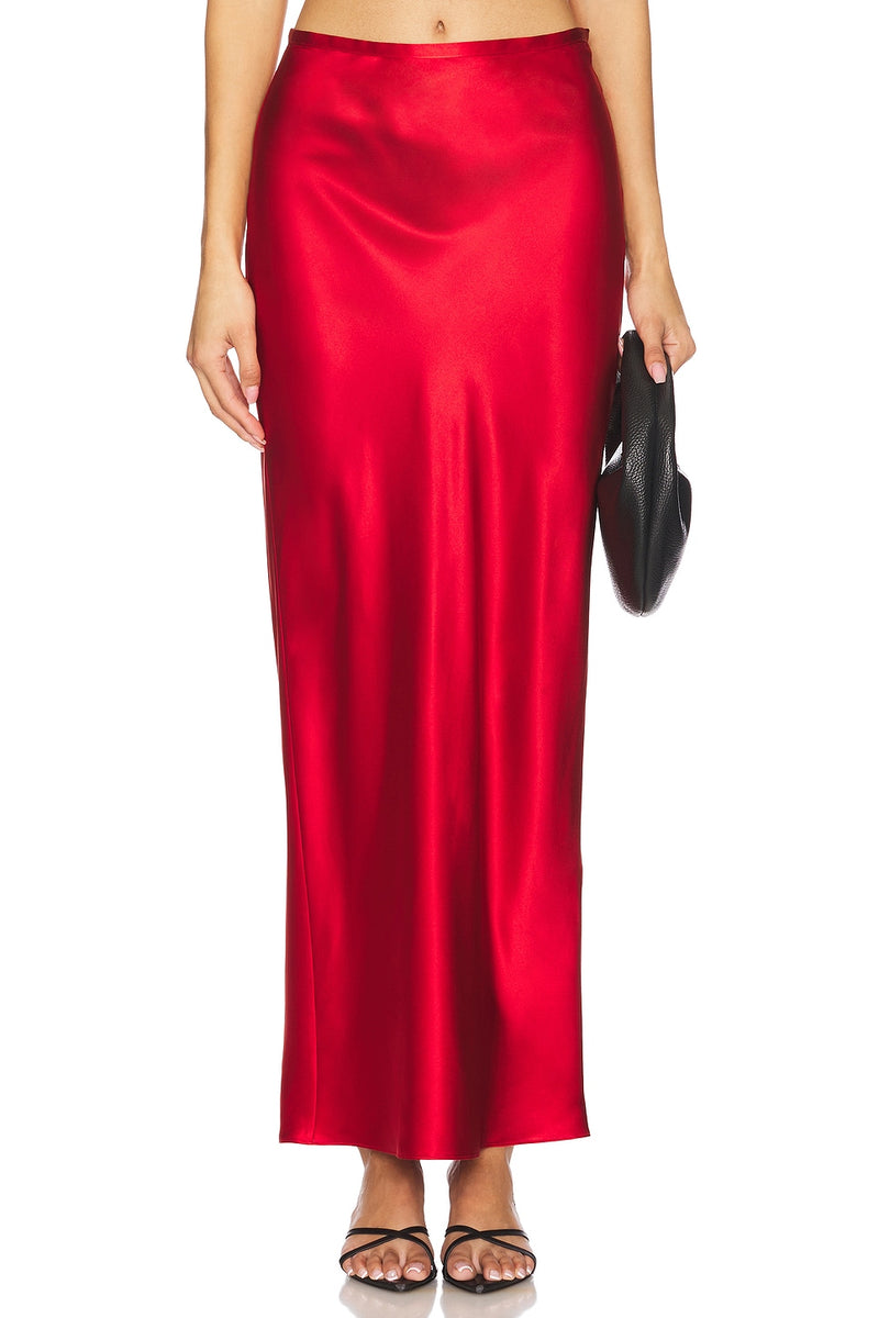 Bias Maxi Skirt Cherry