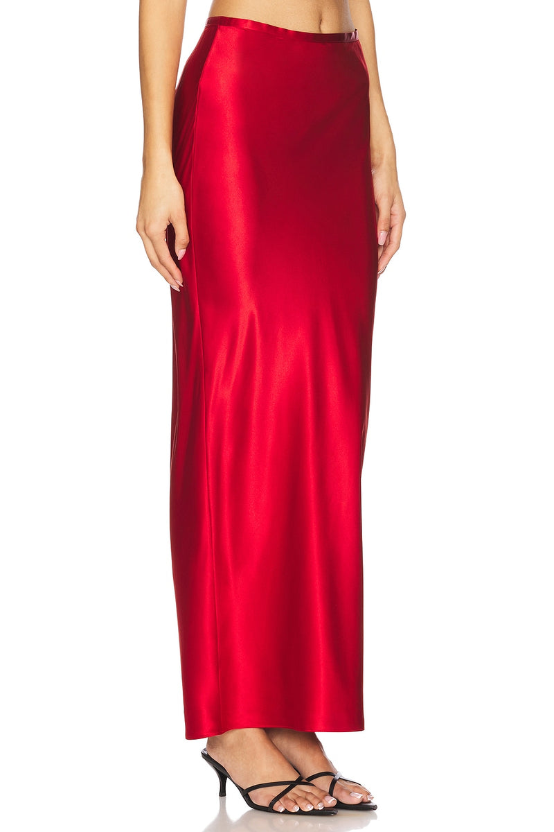 Bias Maxi Skirt Cherry