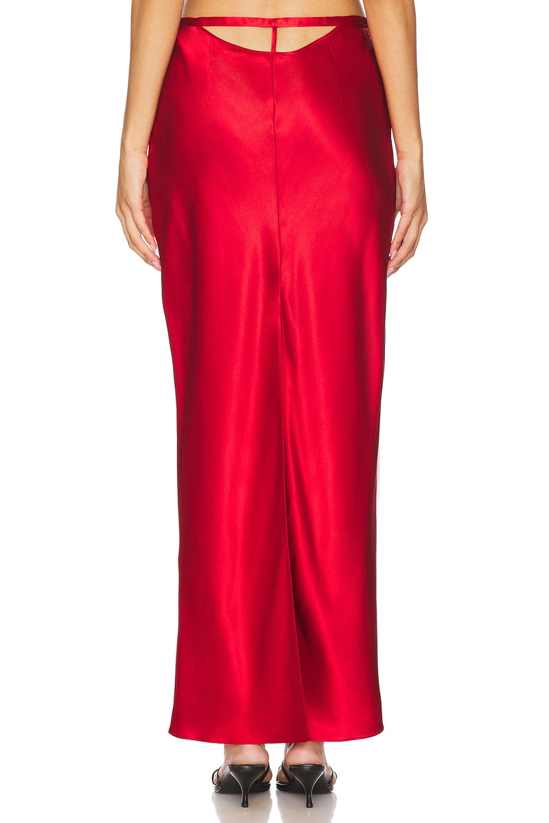 Bias Maxi Skirt Cherry