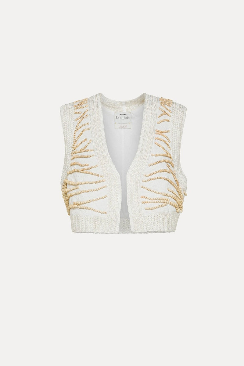 Emotions Embroidery Jacquard Vest White
