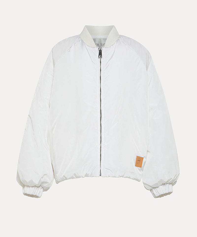 Padded Nylon Bomber Knitted Edges