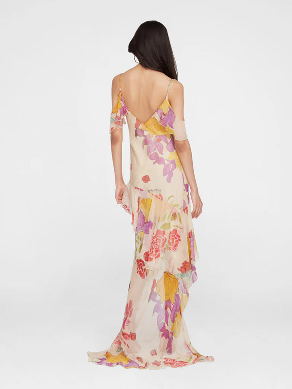 Flores Silk Chiffon Long Dress