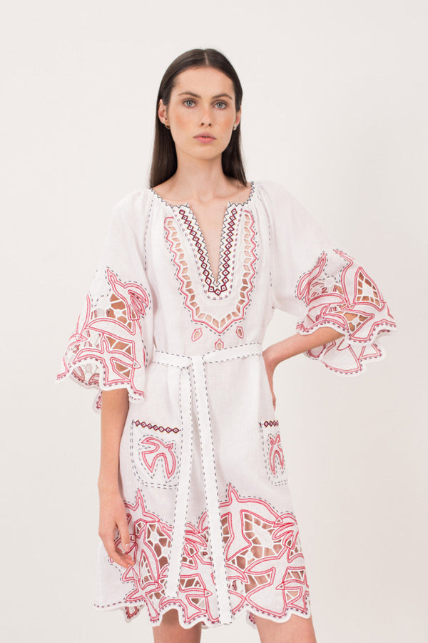 Flying Home Short Dress in White