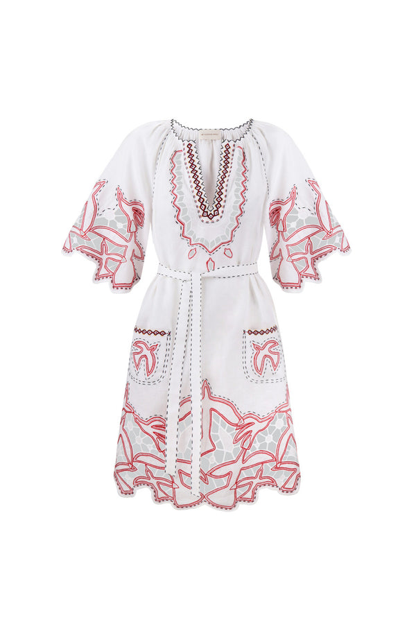 Flying Home Short Dress in White