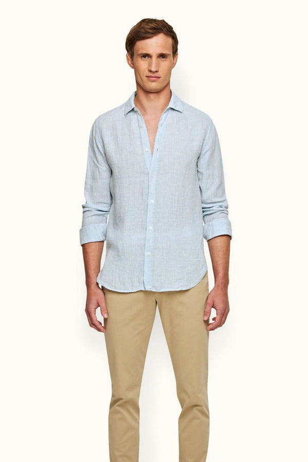 Giles Linen CLS II Shirt Pale Blue-White