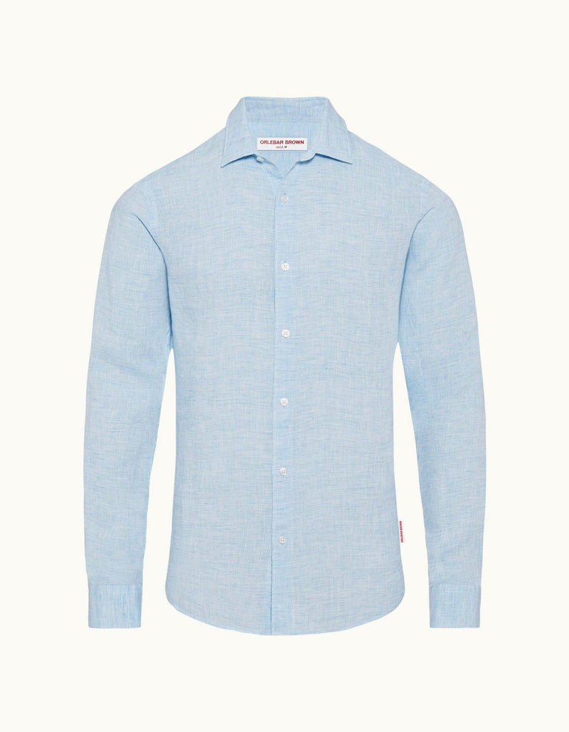 Giles Linen CLS II Shirt Pale Blue-White