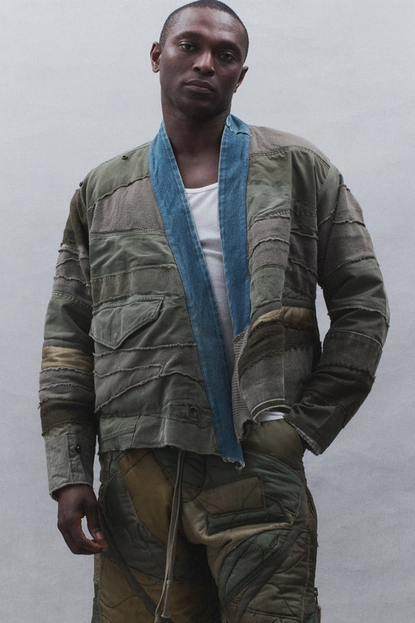 Mixed Army Scrap Cropped Jacket GREG LAUREN