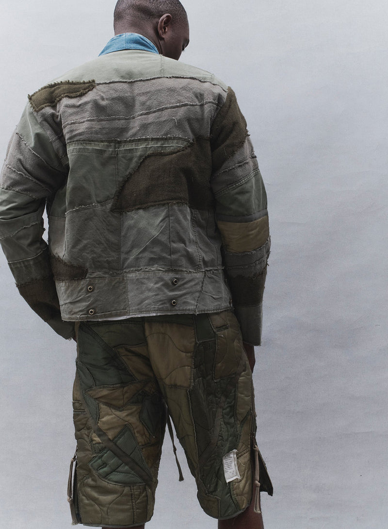 Mixed Army Scrap Cropped Jacket