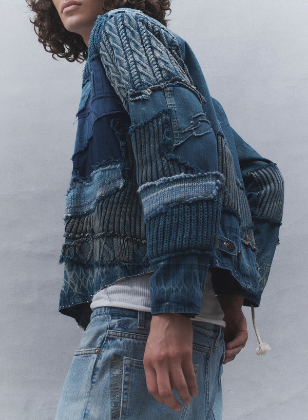 Mixed Blues Cropped Medium Blue Jacket