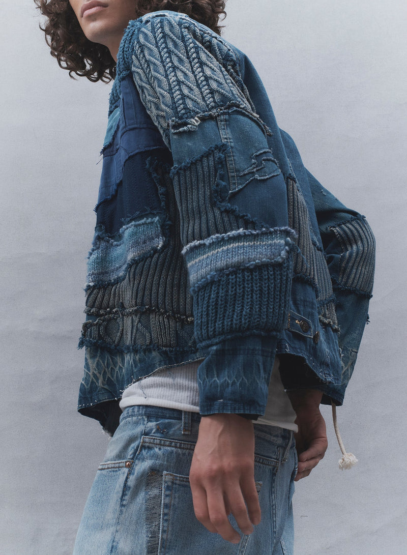 Mixed Blues Cropped Medium Blue Jacket