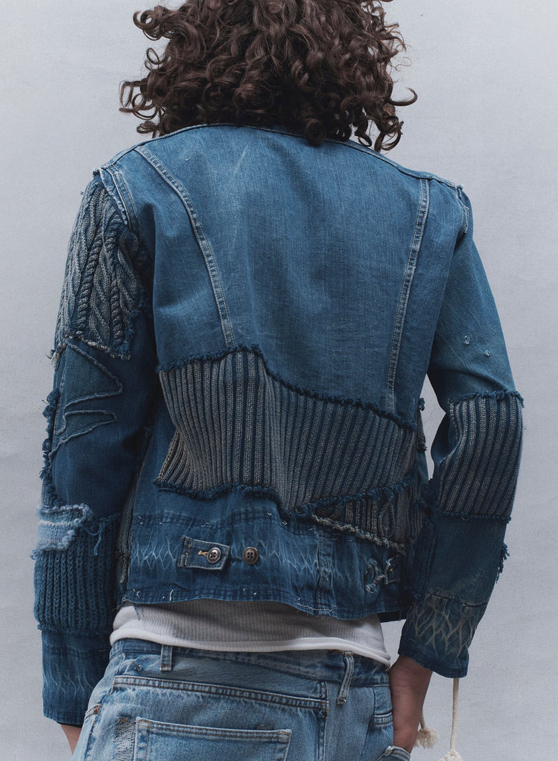 Mixed blues leather jacket hot sale