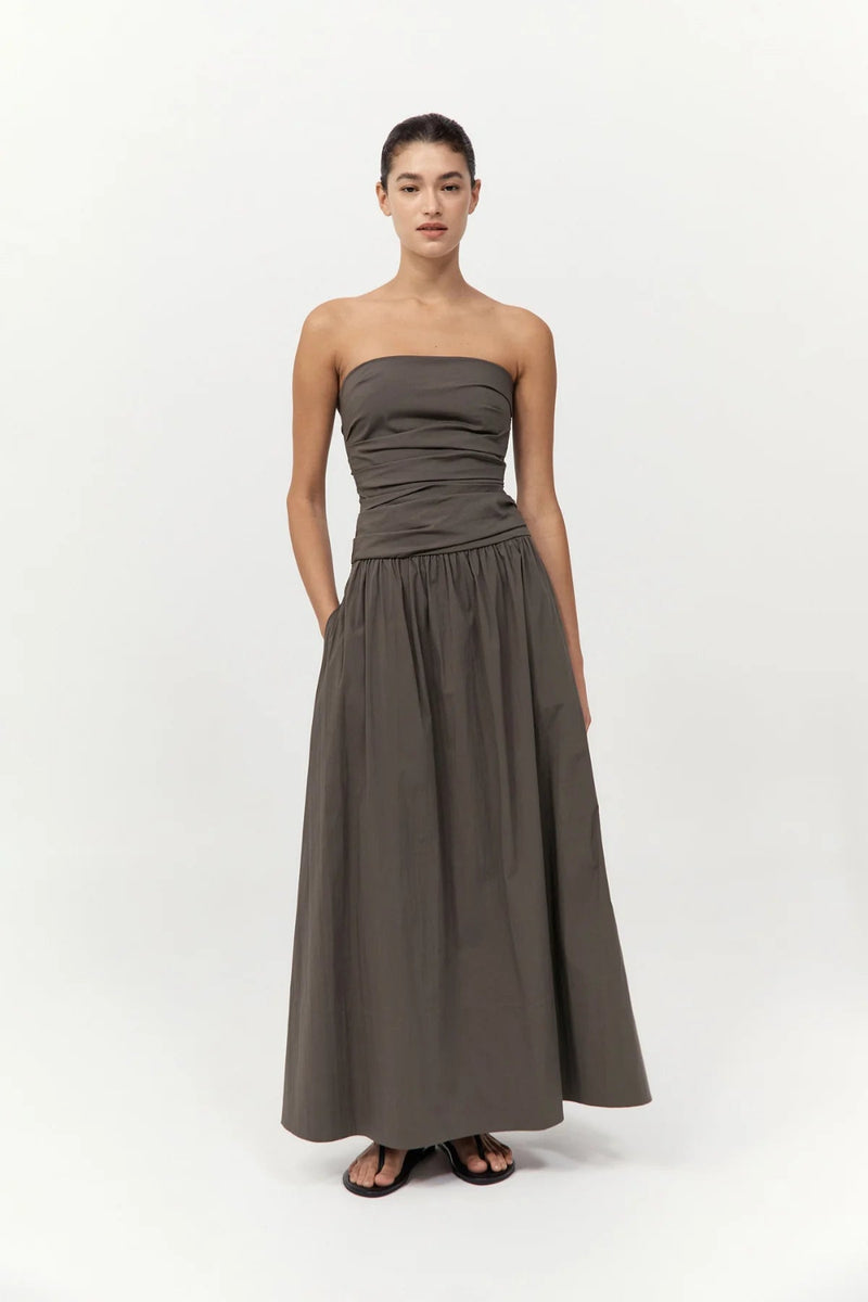 Gathered Strapless Tie Back Dress