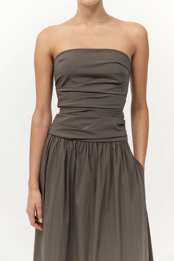Gathered Strapless Tie Back Dress