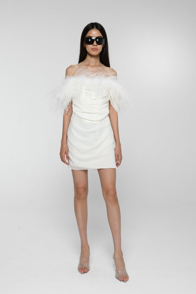 Georgette Mini Bustier Dress Milk