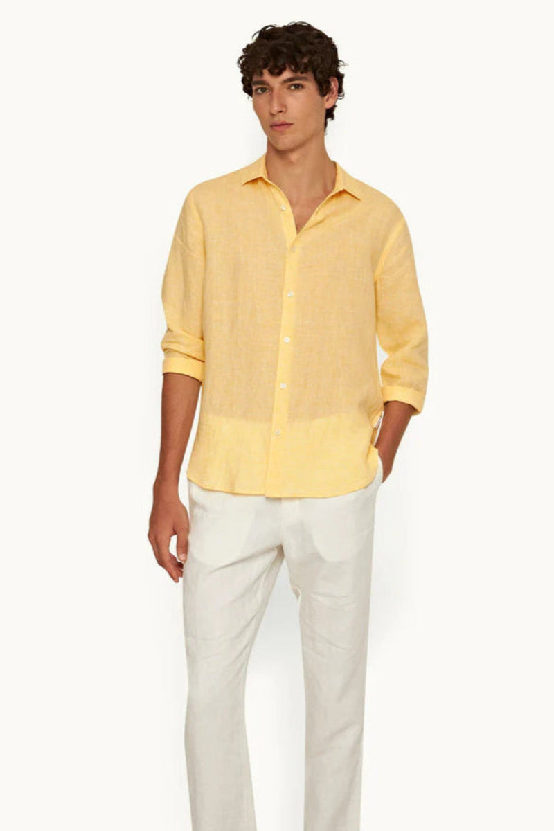 Giles Linen Shirt Toucan-White