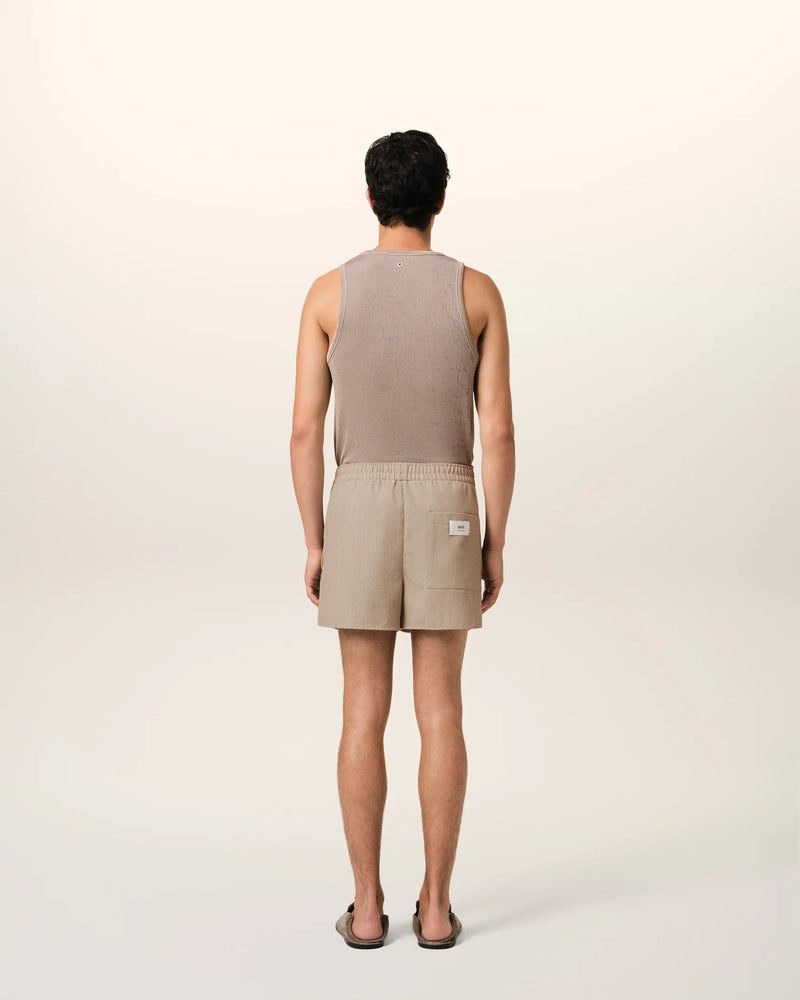 Beige Wool Elasticated Short