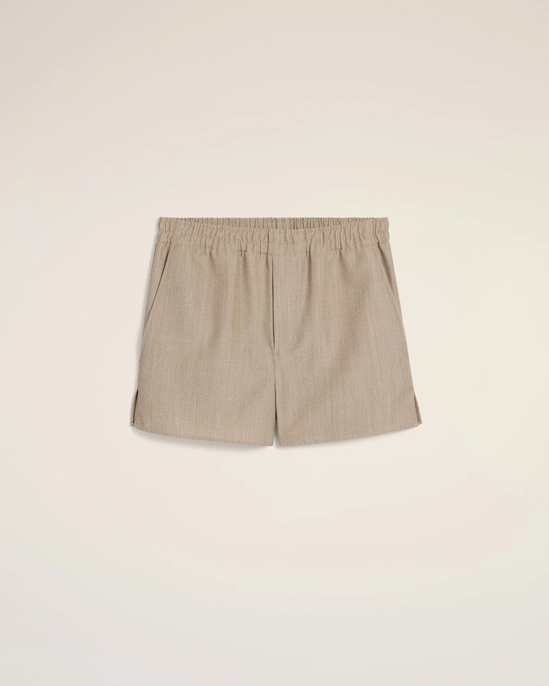 Beige Wool Elasticated Short
