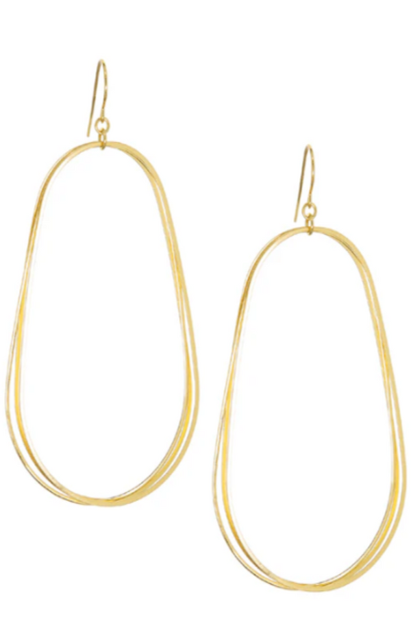 Gold Plated Thin Multi Oval Drop Earring
