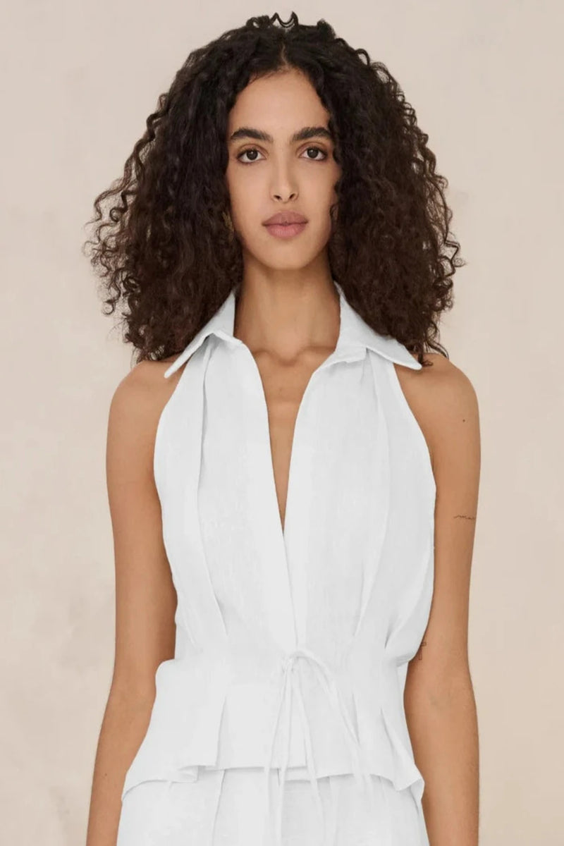 Sloan Linen Vest White