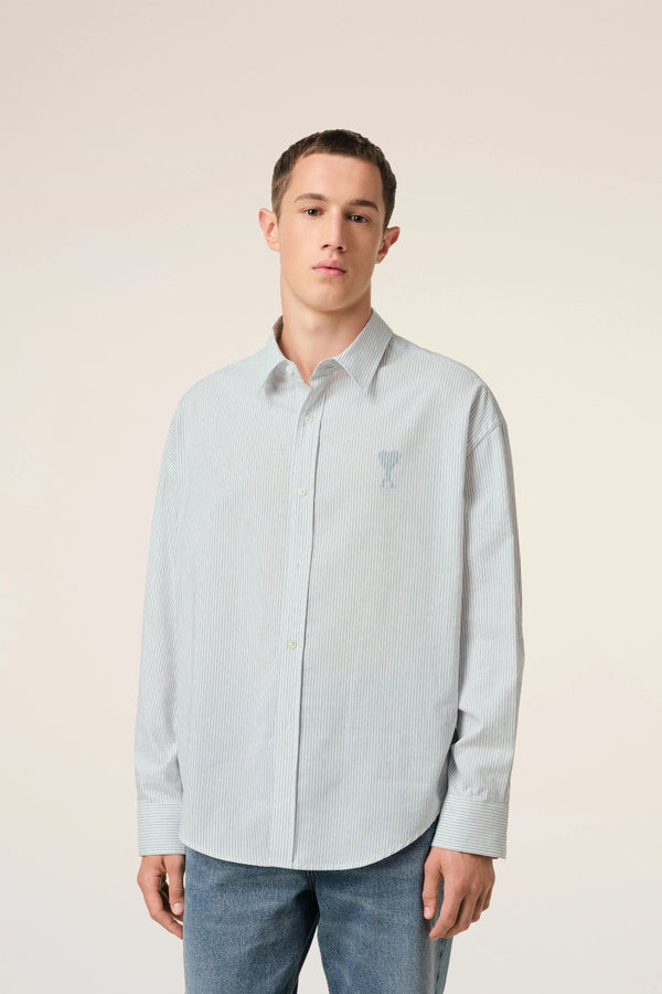 Boxy Fit Shirt White-Blue