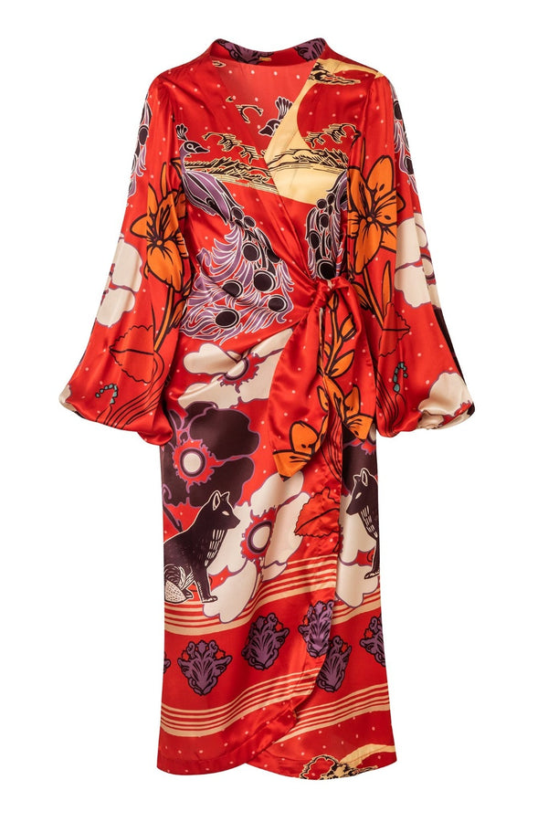 Hojarasca Silk Midi Tunic Dress